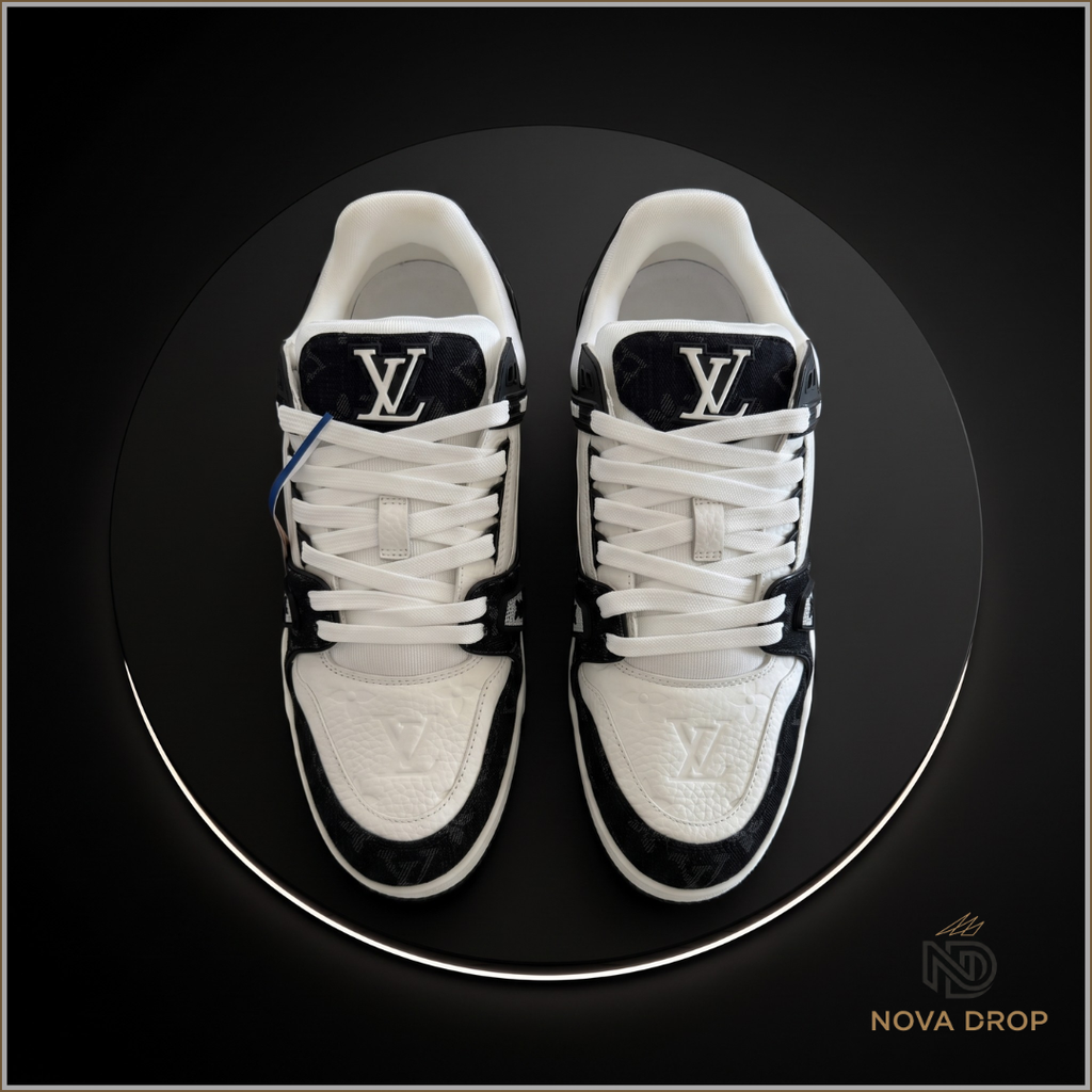 Louis Vuitton LV Trainer White Black Monogram Denim