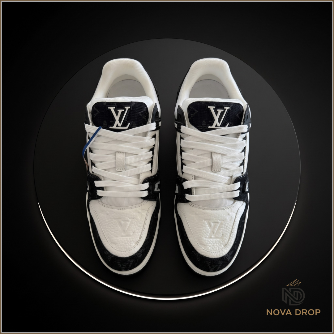Louis Vuitton LV Trainer White Black Monogram Denim